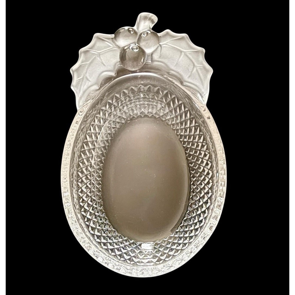 Vintage Mikasa Studio Nova Crystal Holly Berry 6.75" Candy Dish Japan 1980's